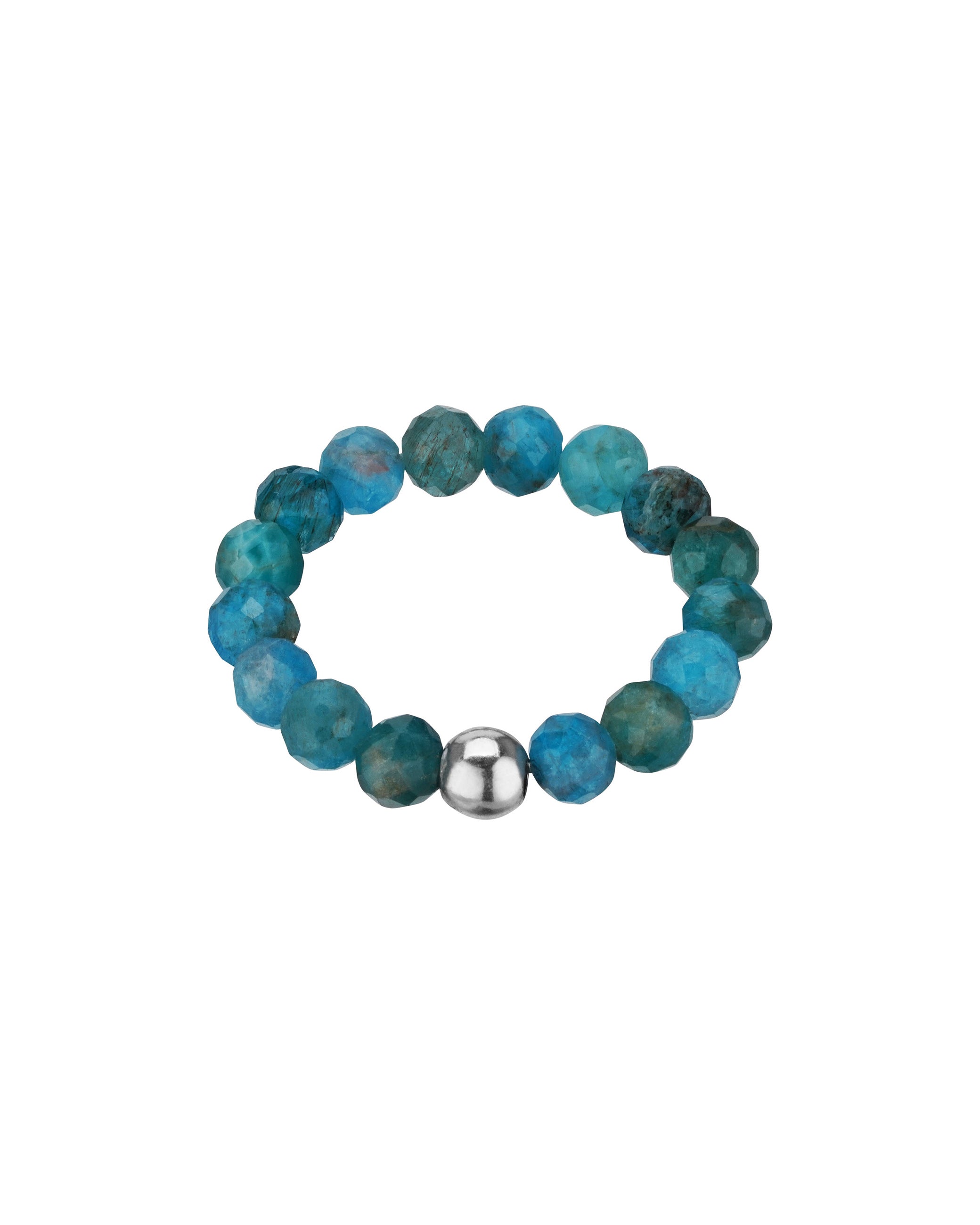 Damen Edelstein Ring aus blauen Saphir und einer Silber Kugel.