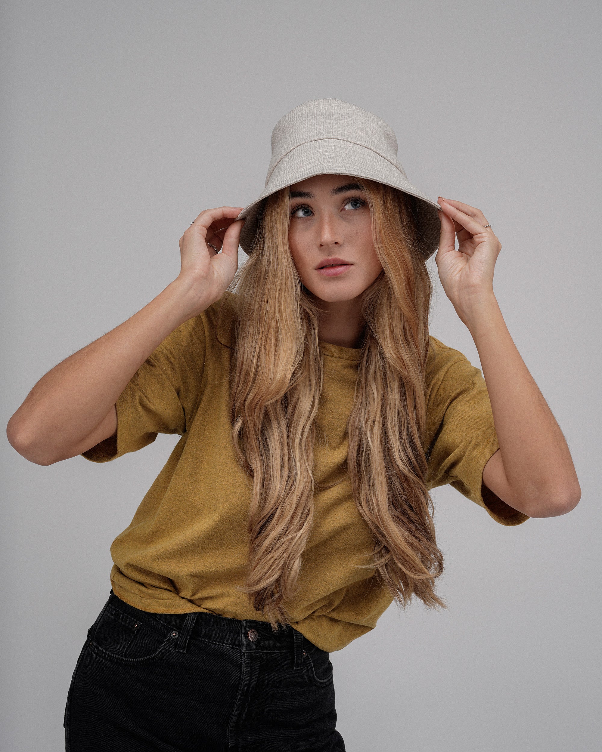 Damen Fischerhut aus 100% Baumwolle in Beige