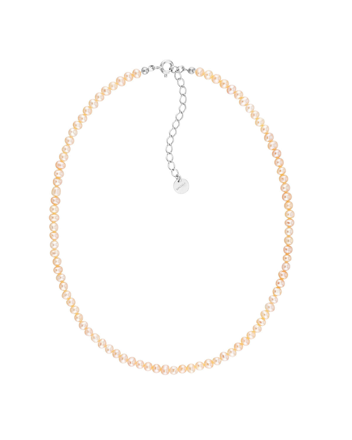 peachfarbener Damen Perlen Choker mit einerm 925 Sterling Silber Verschluss und einer 5cm Verlängerungskette