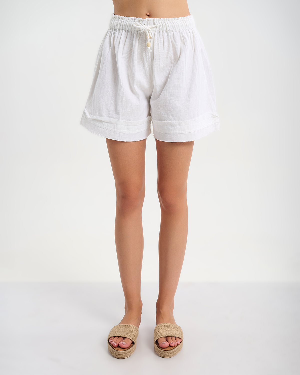 Weiße Baumwoll-Damen Shorts