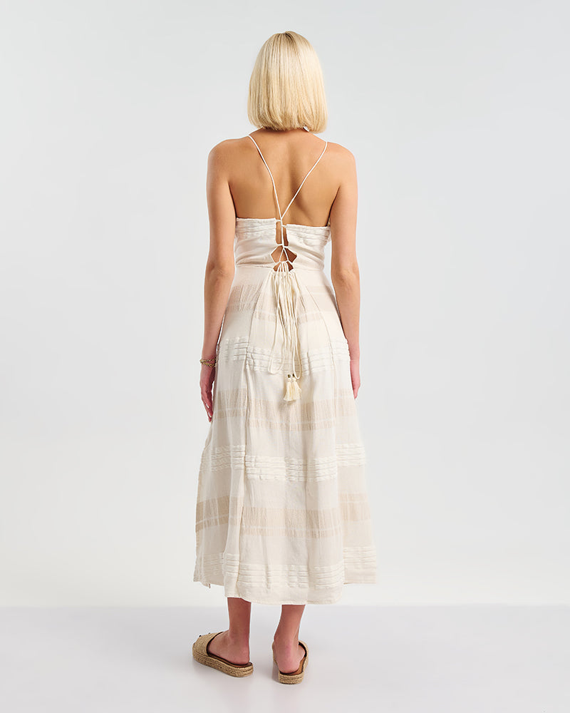 Luftiges Maxi-Kleid in Creme