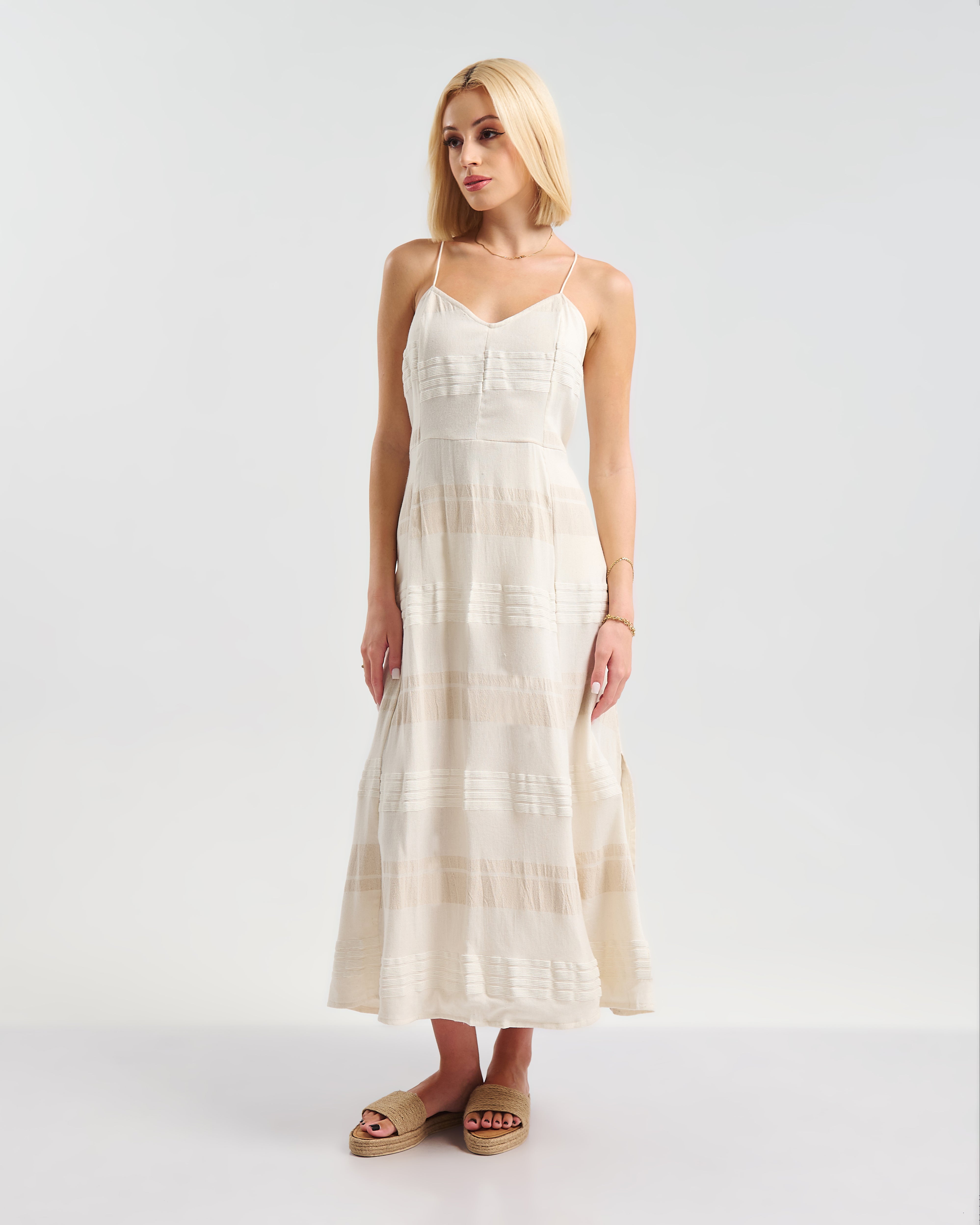 Luftiges Maxi-Kleid in Creme