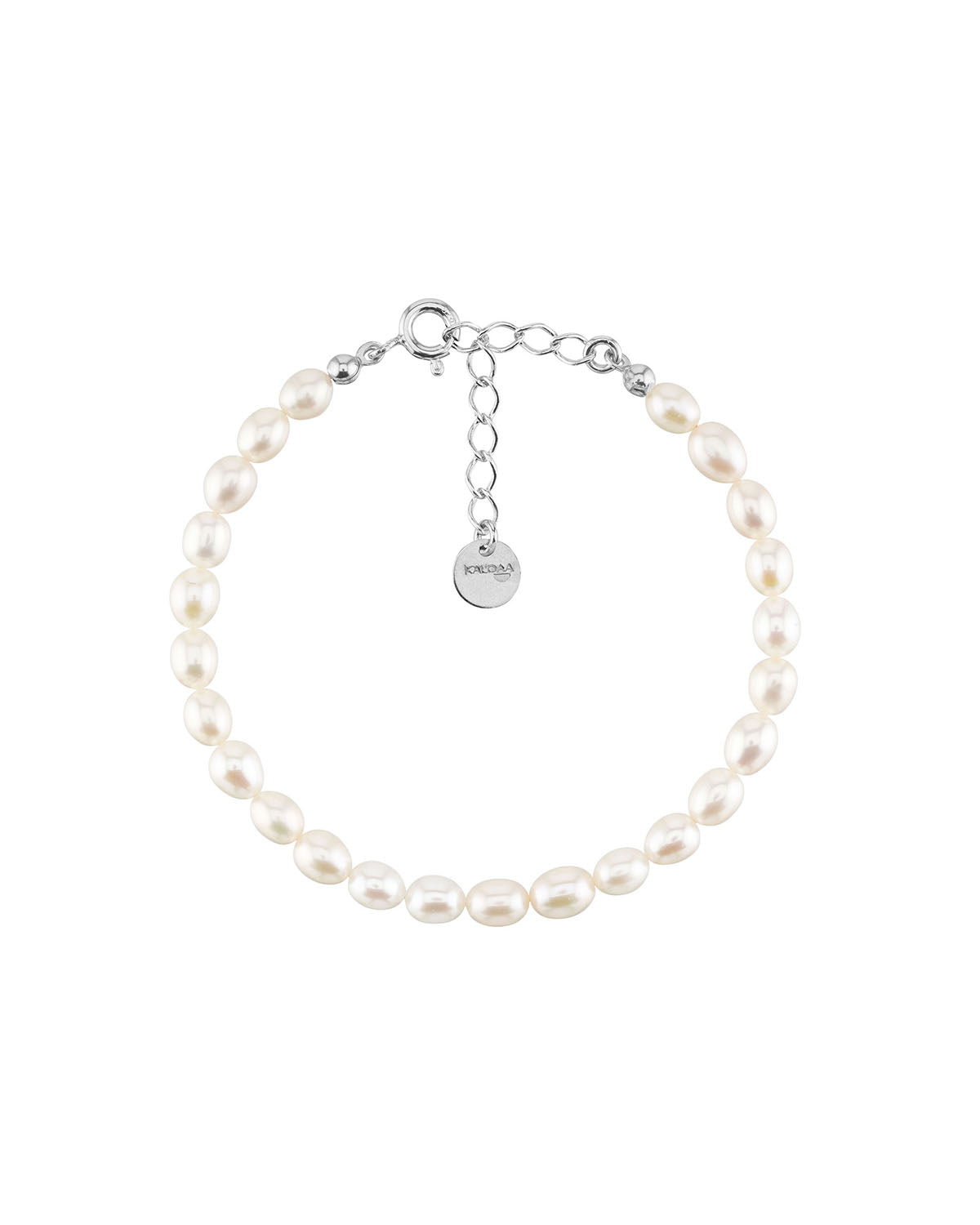 Damen Choker aus ovalen Perlen mit einem 925 Sterling Silber Verschluss 