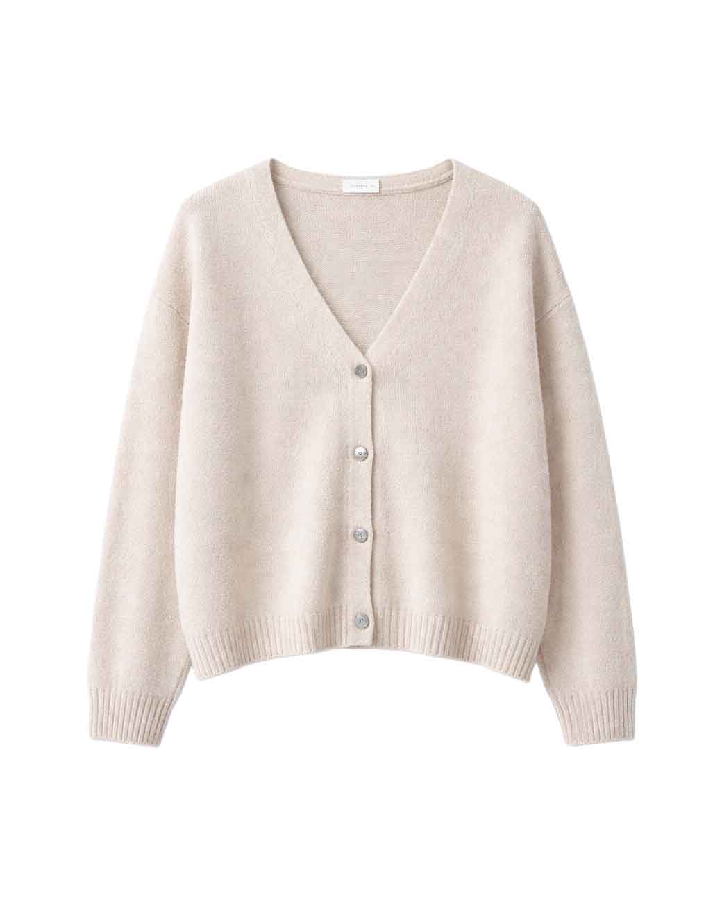 Strickjacke in Beige mit Köpfe